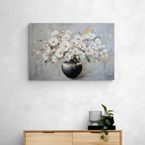 Stampa su tela – Rami di fiori in vaso nero