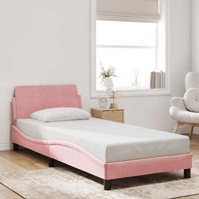 Giroletto Con Testiera Senza Materasso Rosa 90x200 Cm Velluto /