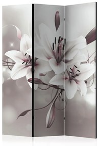 Paravento separè Lilla preferito - fiori bianchi di giglio in luce chiara di ornamenti