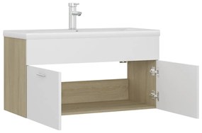 Mobile lavabo integrato bianco rovere sonoma legno multistrato