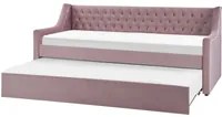 Letto singolo con letto estraibile 90 x 200 cm in Velluto Rosa con Rete a Doghe