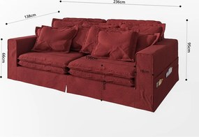 Divano rosso 236 cm Nora – Ropez