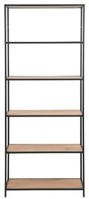Scaffale nero-color legno naturale effetto rovere 77x185 cm Seaford - Actona