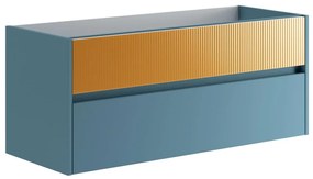 Mobile da bagno sospeso sotto lavabo L 119.5 x H 50 x P 45.5 cm senape opaco, 2 cassetti Niwa