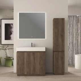 Mobile da bagno sottolavabo Cortina L90 X P45 X H 79cm, cannettato, noce