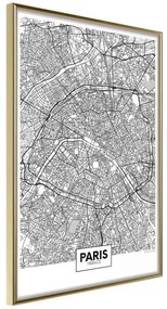 Poster  City Map: Paris  Cornice Quadri Cornice d'oro, Larghezza x Altezza Home decor 20x30