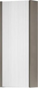 Pensile bagno Niwa cannettato laccato opaco grigio carbone con vetro bianco, 1 anta reversibile P17 x L30 x H78.5 cm