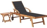 Lettino Prendisole con Tavolo e Cuscino in Massello di Teak cod mxl 45545