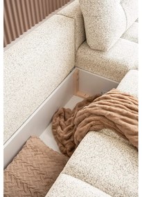 Divano angolare componibile color crema allungabile/con contenitore (con penisola a destra) Lulu – Miuform