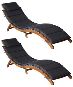 Lettini Prendisole Con Cuscini 2pz Grigio Scuro Massello Acacia /