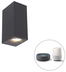 Lampada da parete intelligente in plastica grigia con 2 GU10 WiFi - Baleno