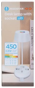 Aigostar-LED RGBW Lampada da tavolo dimmerabile con prese e USB LED/4,6W/230V bianca