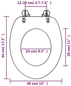 Tavoletta WC Coperchio Chiusura Morbida MDF Delfini