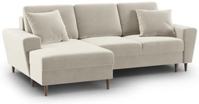 Divano angolare beige allungabile e con contenitore (con penisola a sinistra/con chaise lounge) con rivestimento in velluto Kyoto – Cosmopolitan Design