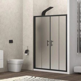 Porta doccia nera 150 cm vetro opaco doppio scorrevole | KFN6000NS - KAMALU
