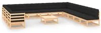 Set Salotto Giardino 14pz Cuscini Antracite Legno Massello Pino 3083854