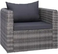 Sedia da Giardino con Cuscini in Polyrattan Grigio