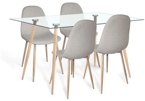 PACK TAVOLO DA PRANZO FOREST 140 CM E 4 SEDIE IMBOTTITE CORO BEIGE