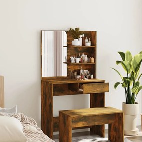 Toeletta con specchio rovere fumo 74,5x40x141 cm