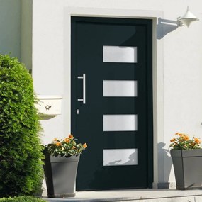 Porta Dıngresso İn Alluminio E Pvc Antracite 100x200 Cm /