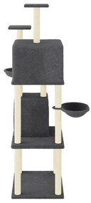 Albero per gatti con tiragraffi in sisal grigio scuro 180 cm
