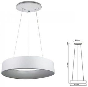 Lampada Led A Sospensione Moderno Circolare Colore Bianco Diametro 600mm 30W 3000K Dimmerabile SKU-3995