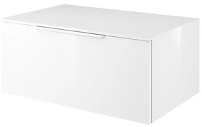 Mobile da bagno sotto lavabo Neo bianco laccato lucido L 75 x H 33 x P 48 cm 1 cassetto, lavabo non incluso