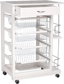 Carrello da cucina portafrutta con portabottiglie LANDHELL Bianco