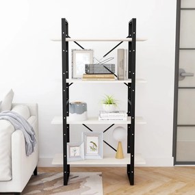 Libreria a 4 ripiani bianca 80x30x140 cm in massello di pino