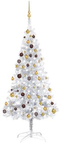 Albero di Natale Preilluminato con Palline Argento 180 cm PET