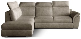 Divano angolare beige allungabile/con contenitore (con penisola a sinistra/a L) e rivestimento in velluto Loreto – ELTAP