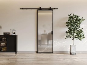 Porta scorrevole con sistema esterno muro H205 x L83 cm Alluminio e Vetro temperato smerigliato - LINCI II