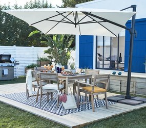 Ombrellone a palo centrale grigio Aura NATERIAL con telo rettangolare bianco L 386 x P 347 x H 275 cm