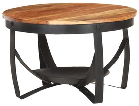 Tavolino Da Salotto Ø68x43 Cm İn Legno Massello Di Acacia /