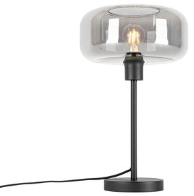 Lampada da tavolo art deco nera con vetro fumé - Bizle