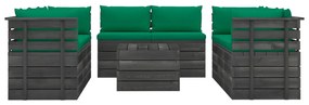 Set divani da giardino su pallet 9 pz con cuscini massello pino