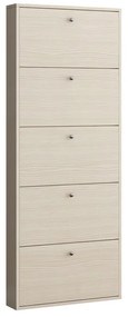 Scarpiera Slim olmo 5 ante L 73 x H 180 x P 15 cm 15 paia, beige