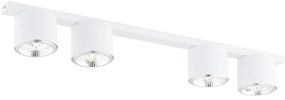 Plafoniera Moderna 4 Luci Faretti Ptah In Acciaio Bianco