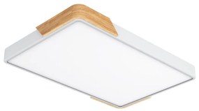 Plafoniera LED Rettangolare 30W CCT, 60x40cm, Legno/Bianco Colore Bianco Variabile CCT