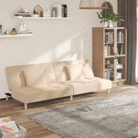 Divano Letto A 2 Posti Con 2 Cuscini Crema İn Tessuto /