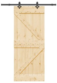 Porta Scorrevole Con Set Hardware 85x210 Cm Legno Massello Pino /