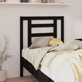 Testiera Per Letto Nera 81x4x100 Cm İn Legno Massello Di Pino /