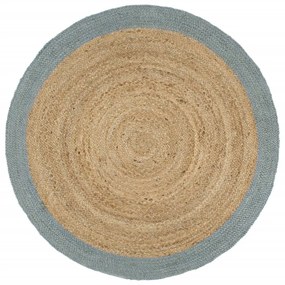 Tappeto Lavorato A Mano İn Juta Con Bordo Verde Oliva 180 Cm /
