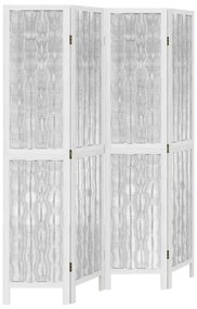 Divisorio ambienti 4pannelli bianco legno massello di paulownia