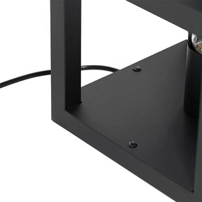 Lampada da tavolo industriale nera con legno - Cage Rack