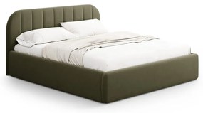 Letto matrimoniale imbottito verde con contenitore con rete inclusa 140x200 cm Juno – Windsor & Co Sofas