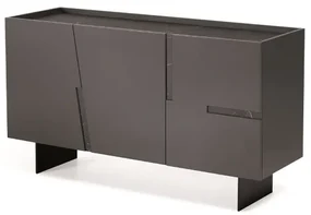 Madia credenza 3 ante inserti Marmo Nero con scocca Antracite GIRONA con 2 piedini