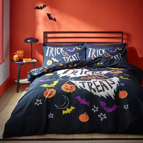 Set copripiumino e federa nero per letto matrimoniale 200x200 cm Halloween Trick or Treat – Catherine Lansfield