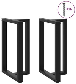 Gambe Tavolo Bar A Forma T 2 Pz Nero 60x35x(90-91) Cm Acciaio /