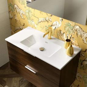 Lavabo a incasso rettangolare vasca centrale Jnka L 91 x H 18 x P 46.5 cm in ceramica bianco lucido